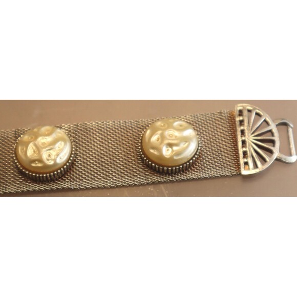 Victorian Revival Mesh Pearl Bracelet Vintage - Picture 2 of 4